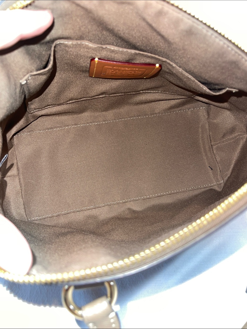 Coach H2522-CCM70 Sadie Satchel Taupe Crossgrain Leather Crossbody Bag - Picture 8 of 9
